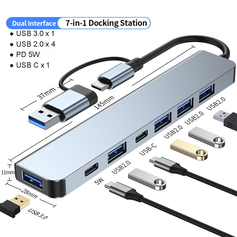 Laptop Accessories Hub - 7 In 1 USB C Extender