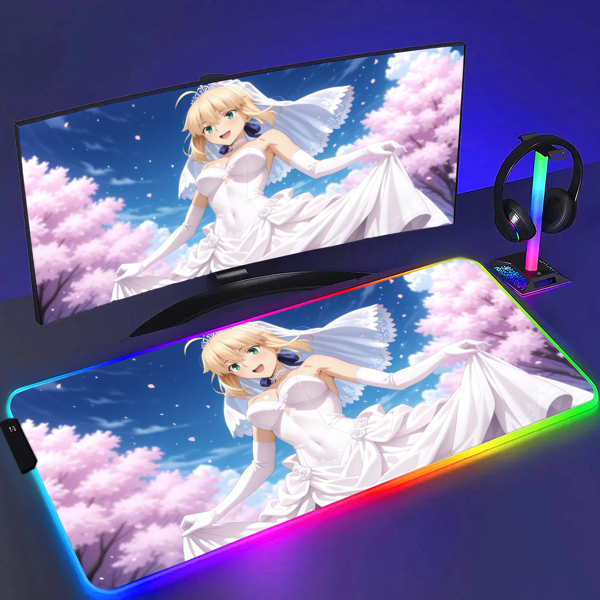 Laptop Accessories Rgb - RGB Anime Fate Saber MousePad E-Sports
