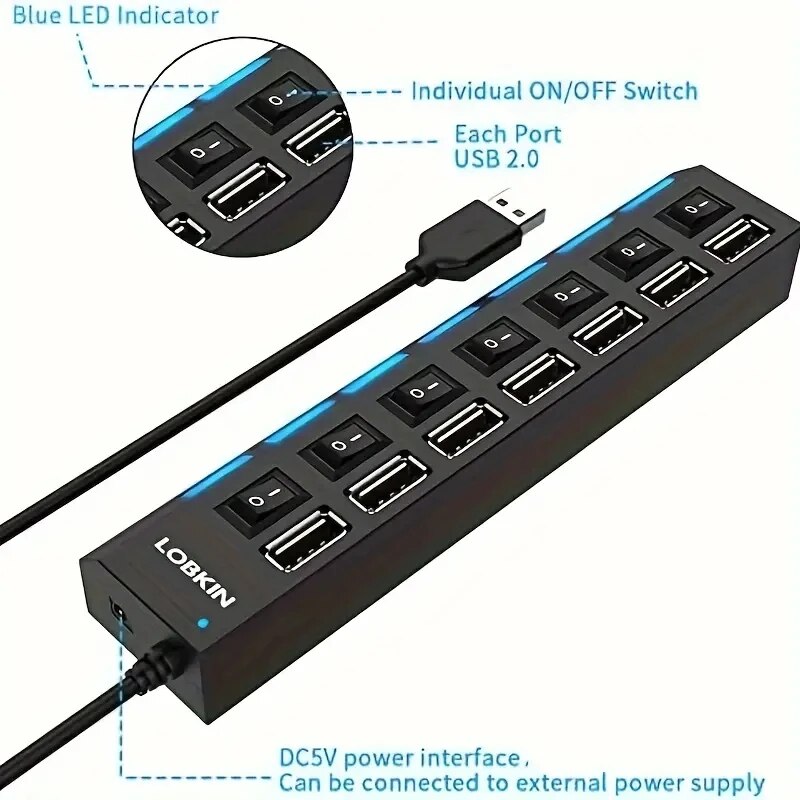 High Speed 4/7 Ports USB HUB 2 - Laptop Accessories Hub review and price